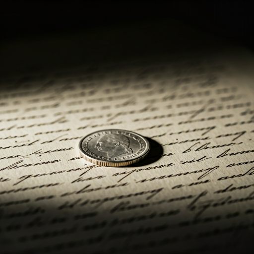 An antique coin resting on a handwritten family record