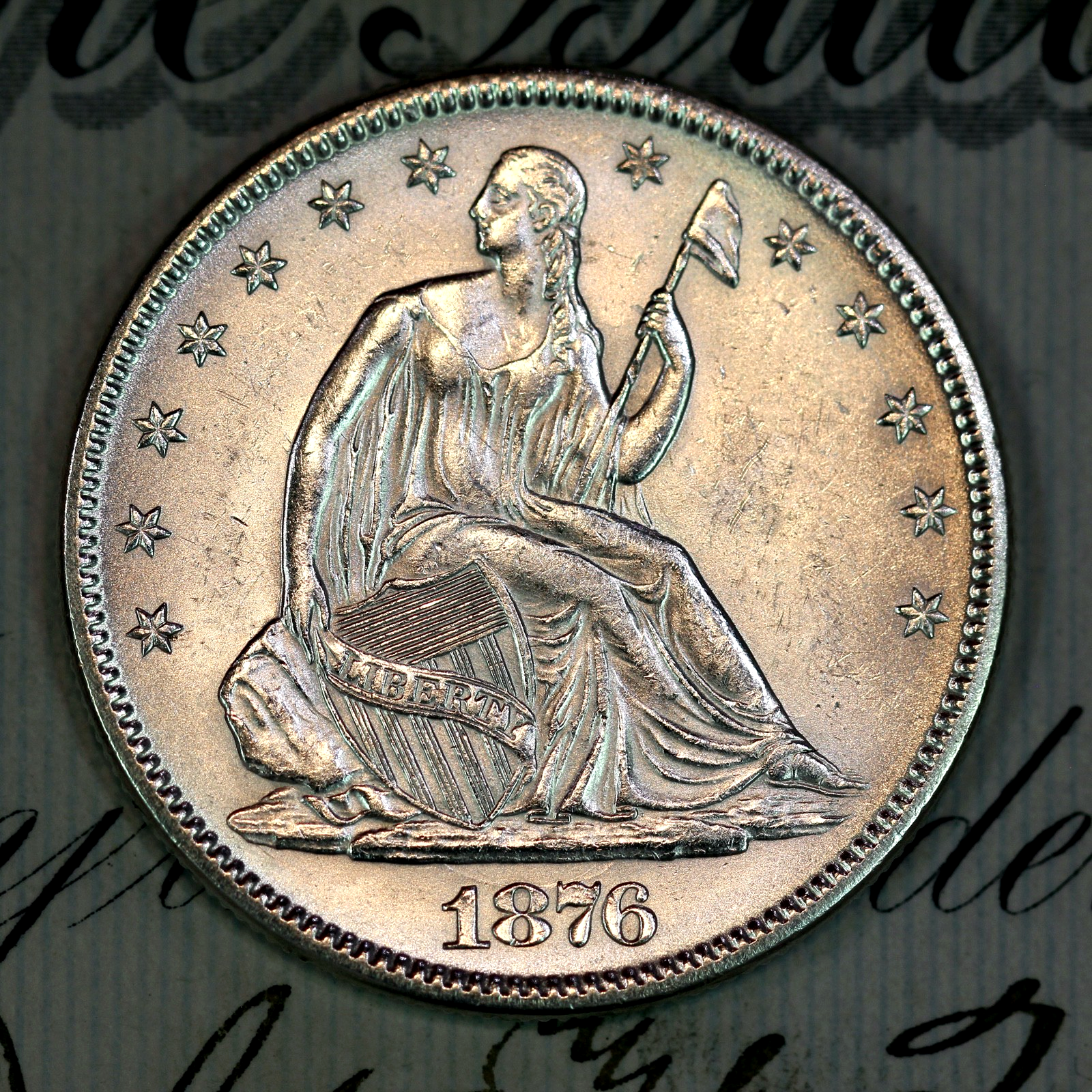 1876 Seated Liberty Half Dollar Original Color and Tone
