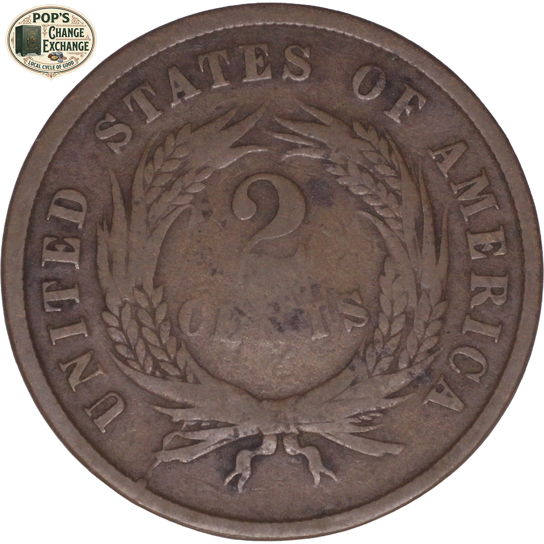 1864 2C Two-Cent Piece FN Large Motto Error • The Weekley Collection image 2