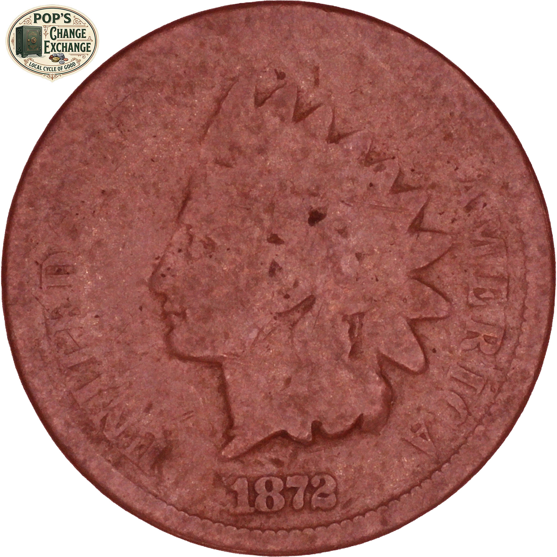 Obverse of the 1872 Indian Head cent in the Weekley Collection auction preview