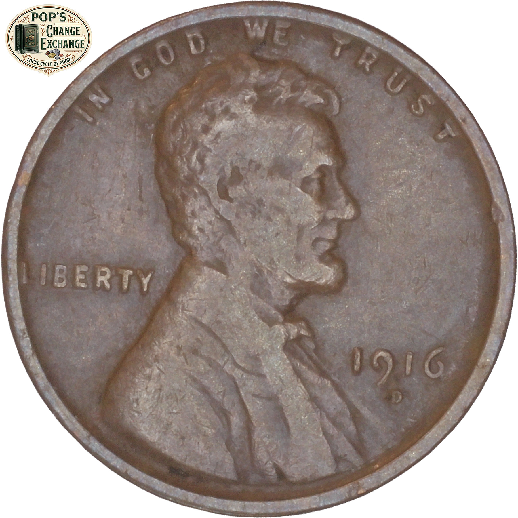 Obverse of the 1916 D Lincoln Wheat cent in the Weekley Collection auction preview