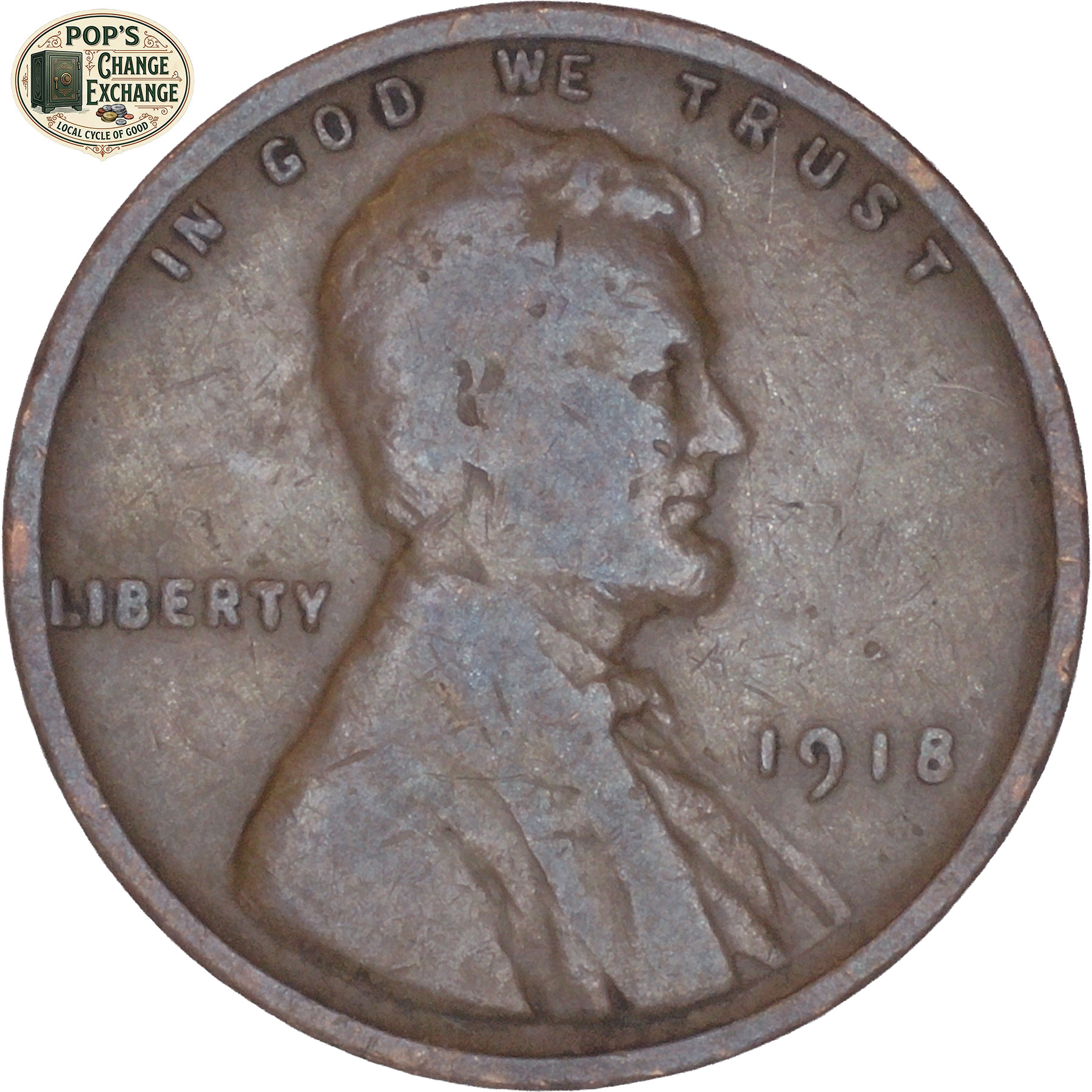 1918 1C Lincoln Wheat Cent VG Classic Penny • The Weekley Collection