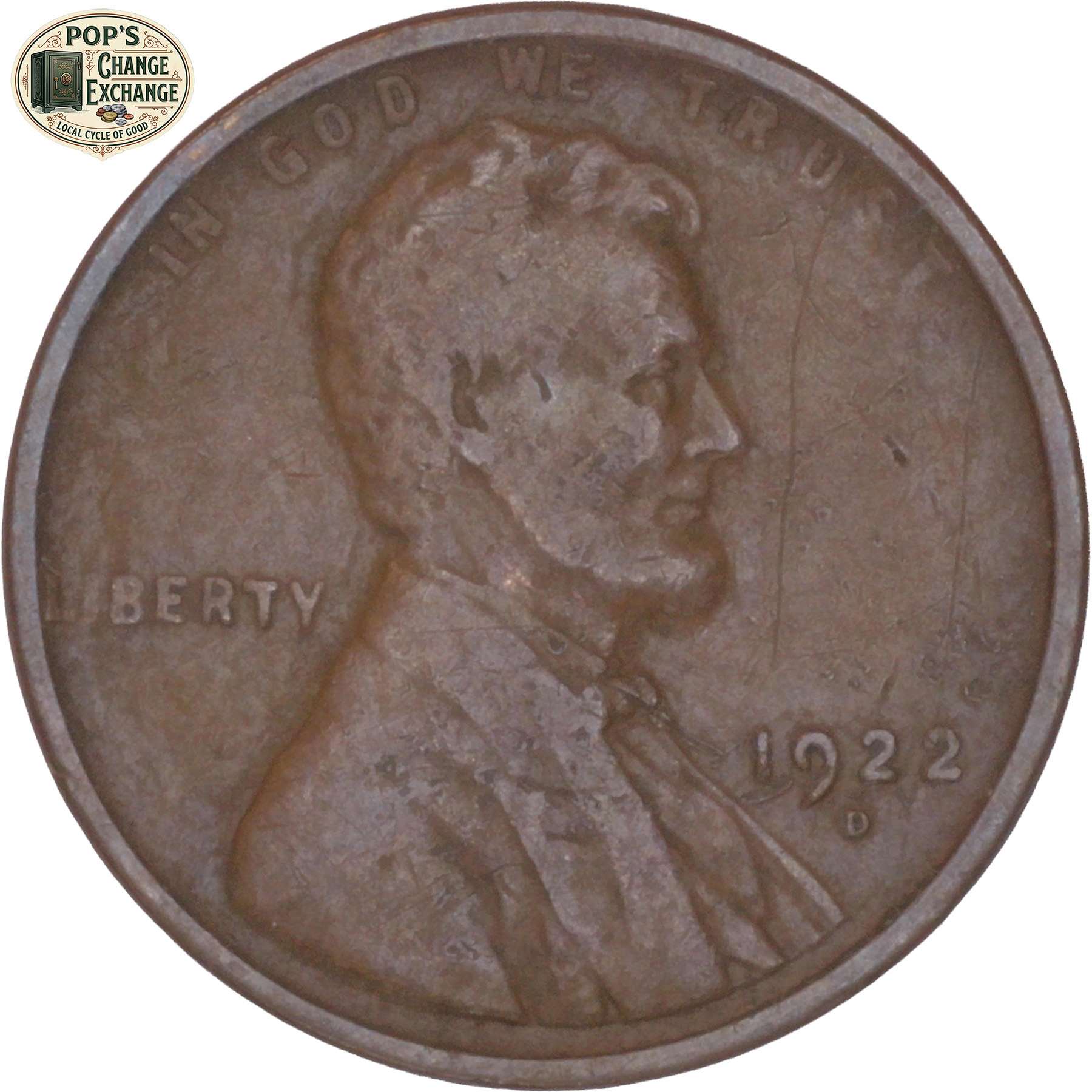 Obverse of the 1922 D Lincoln Wheat cent in the Weekley Collection auction preview